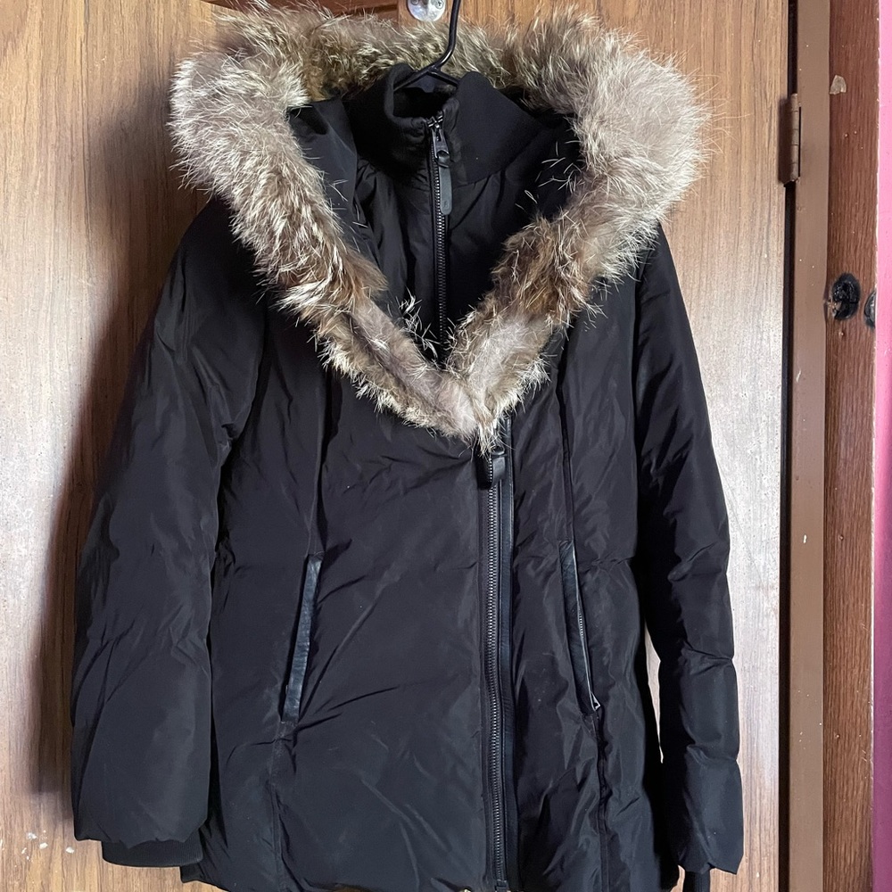 ADALI DOWN COAT WITH SILVER FOX FUR SIGNATURE MACKAGE COLLAR